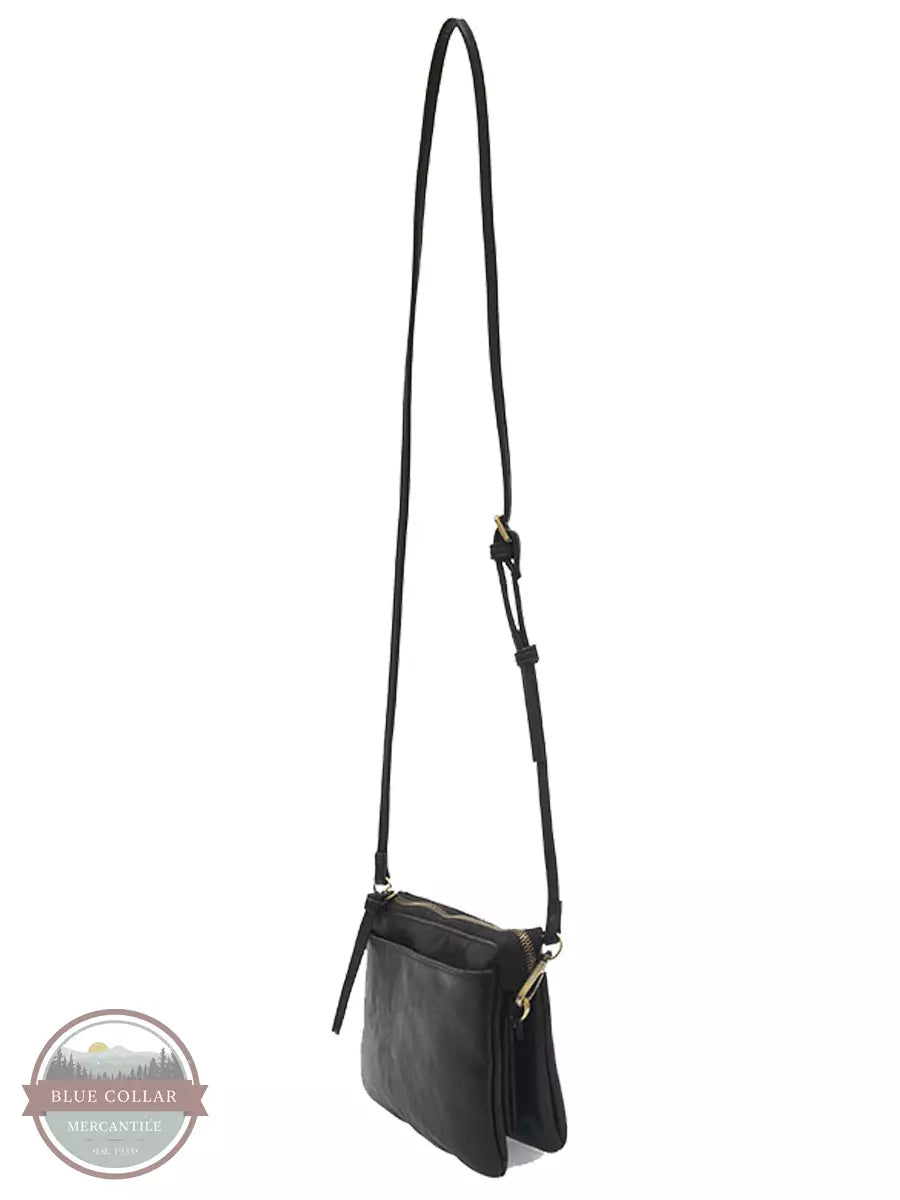 Joy Susan L8159 Piper Multi Pocket Crossbody Bag Black Side Strap View