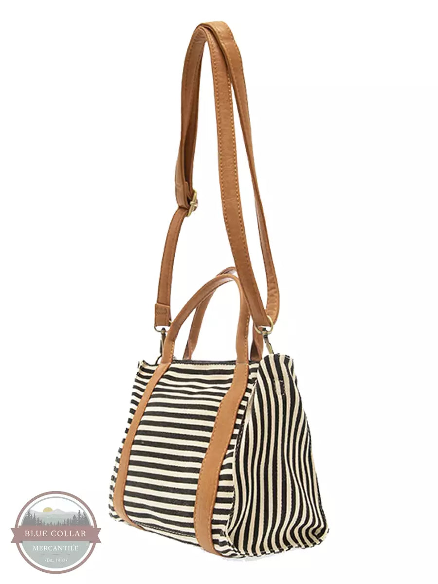 Joy Susan L8169 Gwen Medium Canvas Tote Black & White Side Strap View