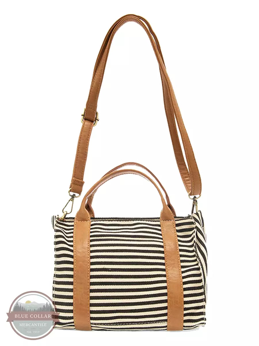 Joy Susan L8169 Gwen Medium Canvas Tote Black & White Strap View