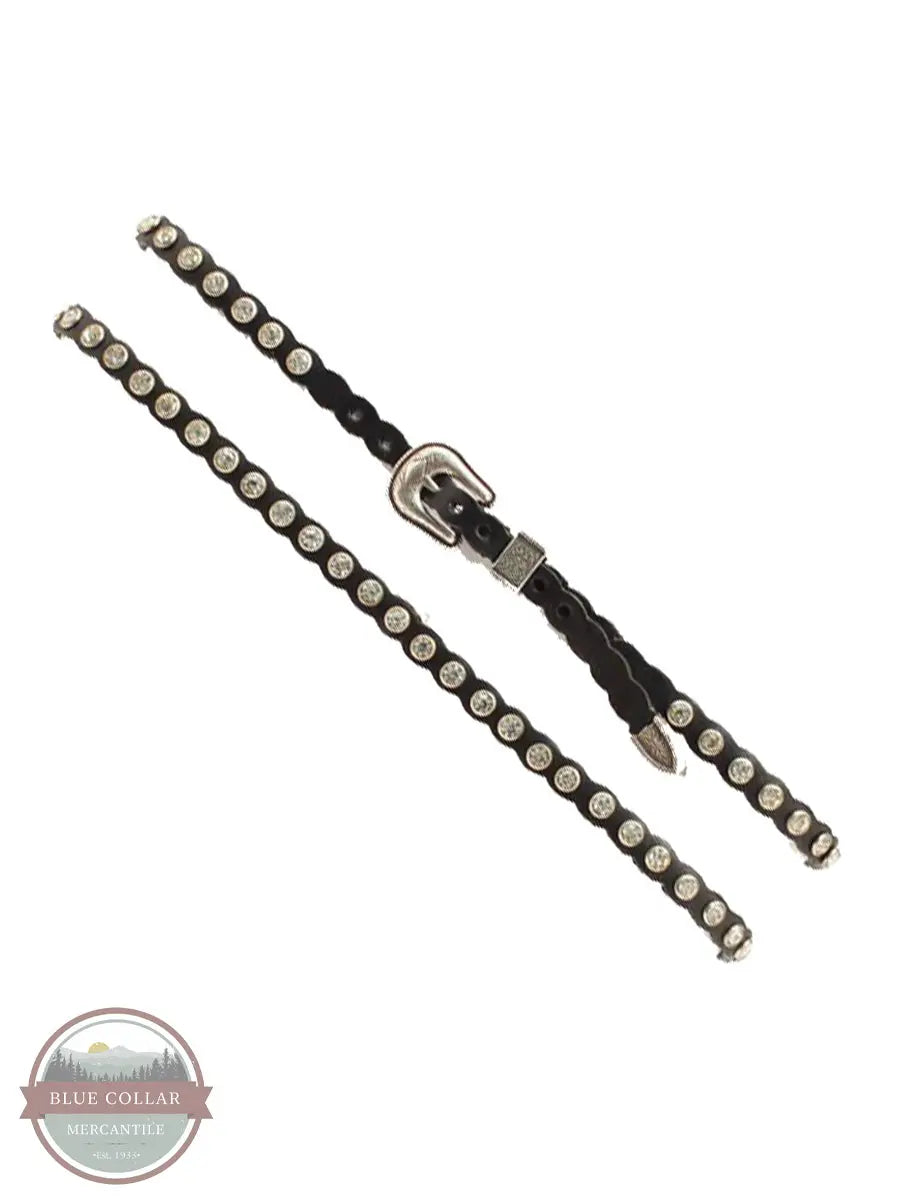 M & F 0246401 Genuine Leather Hatband with Rhinestones in Black