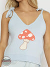Miss Sparkling S20502635 Mushroom Knit Cami in Blue with Shoulder Ties Detail View