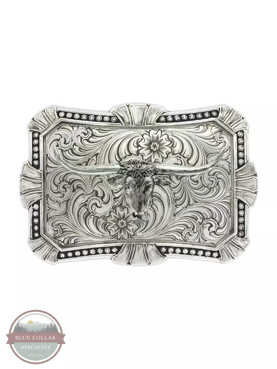 Montana Silversmiths 22718RTS-767 Antiqued Trailblazer Longhorn Buckle Front View