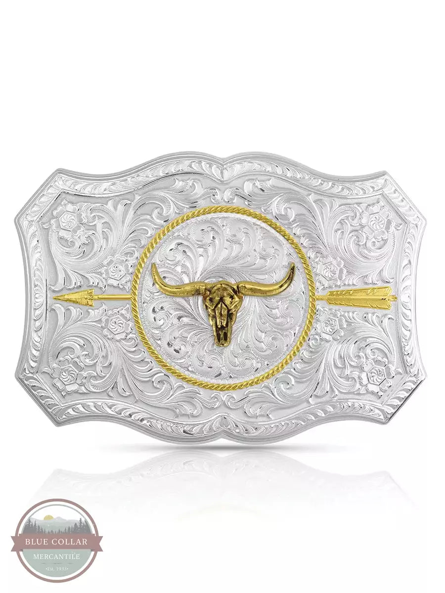 Montana Silversmiths 45710-974L Your Arrow Buckle with Longhorn Front View