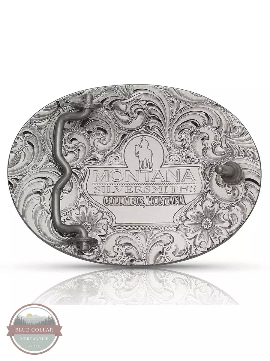 Montana Silversmiths G1840-855 Classic Cowboy Belt Buckle with Triple Crosses Back View