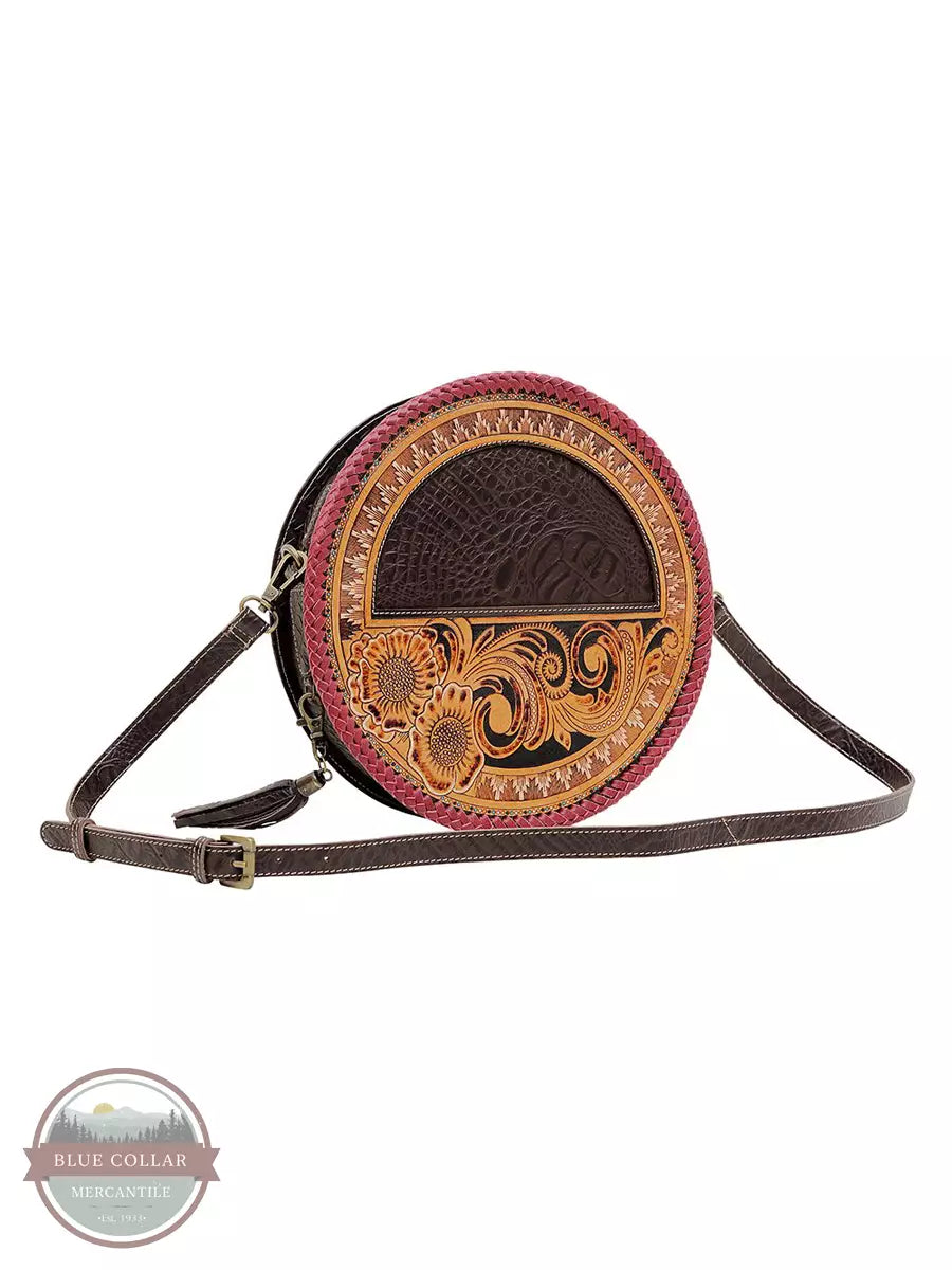 Myra Bag S-6536 Coffee Eye Round Shoulder Bag Front View