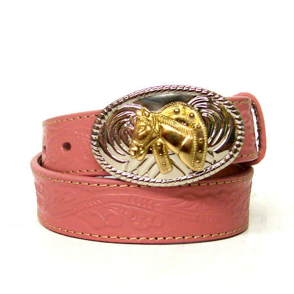 Nocona N4410530 Girls Pink Floral Tooled Belt