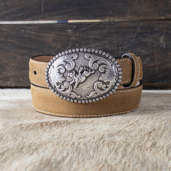 Nocona N4421844 Brown Belt with Bullrider Buckle