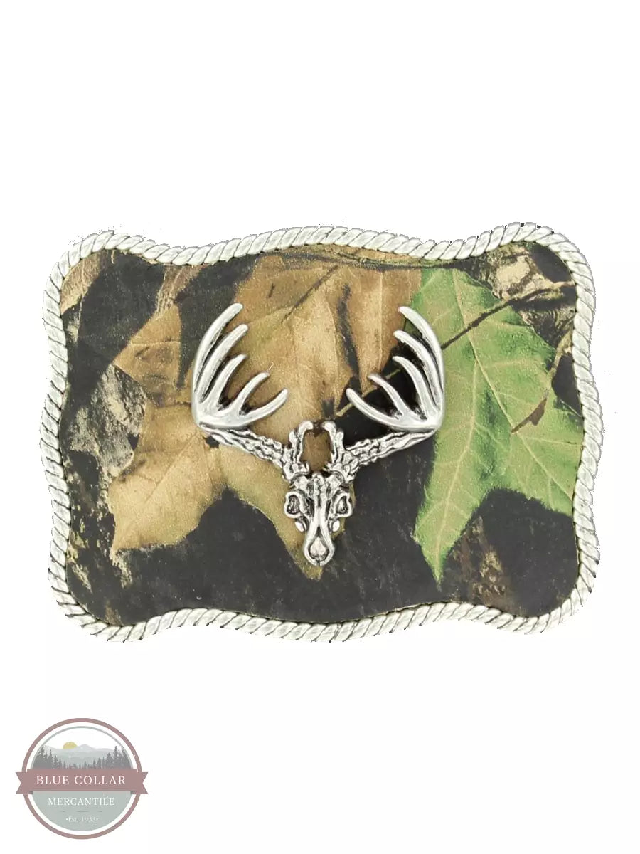 Nocona 37958 Mossy Oak Buck Skull Buckle Front View