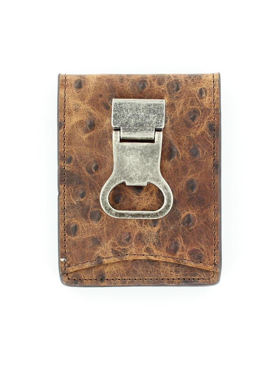 Nocona N5488602 Ostrich Bi-Fold Wallet with Bottle Cap Money Clip