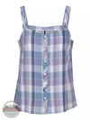North River NRL5088 Slub Woven Button Front Camisole with Crochet Trim Chambray Front View