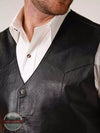Roper 02-075-0520-0700 BL Black Leather Vest in Big Sizes Detail View