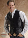 Roper 02-075-0520-0500 BL Black Leather Vest Front View 2