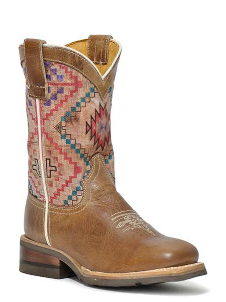 Roper 09-018-7023-8454 BR Margo Kids Burnished Brown Leather Vamp with Native Design Front View