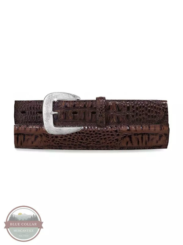Tony Lama C40188 Chocolate Caiman Print Classic Dress Belt Front View