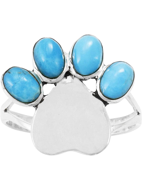 Turquoise Factory R2473-C75 Paw Heart Turquoise Ring in Sterling Silver Top View