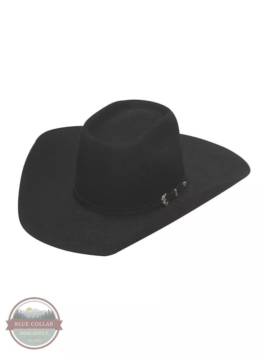 M&F Western T73908-7.5 4 in. 10x Open 2 Crossed Hats Black - Size 7.5