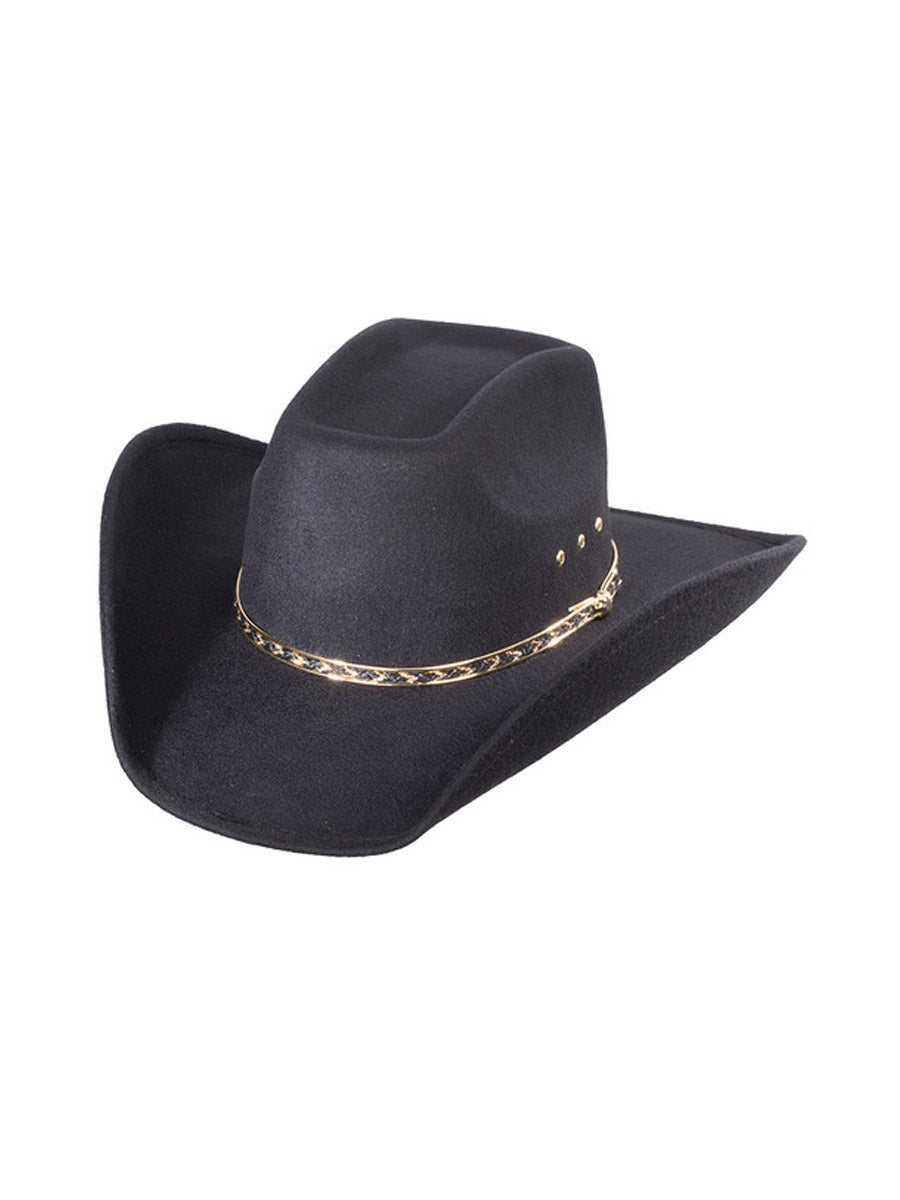 Western Express BFF-26 BLK Boys Black Faux Felt Western Hat Profile View