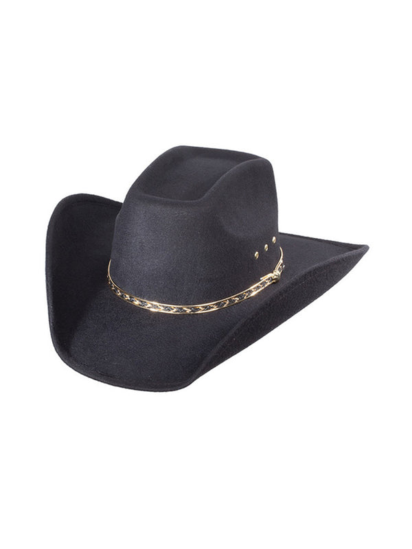 Western Express BFF-26 BLK Boys Black Faux Felt Western Hat Profile View