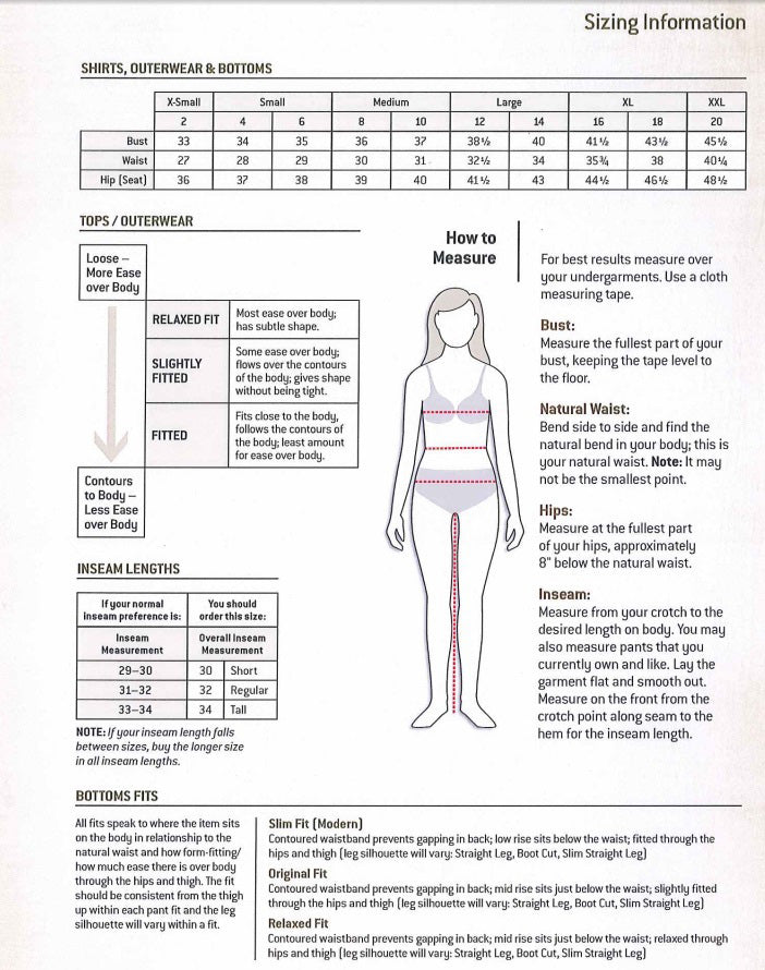 Carhartt WBL134 Base Force Heavyweight Poly-Wool Leggings Size Chart