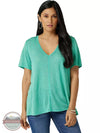 Wrangler 112327325 Slub Circle Hem Short Sleeve T-Shirt in Green Front View