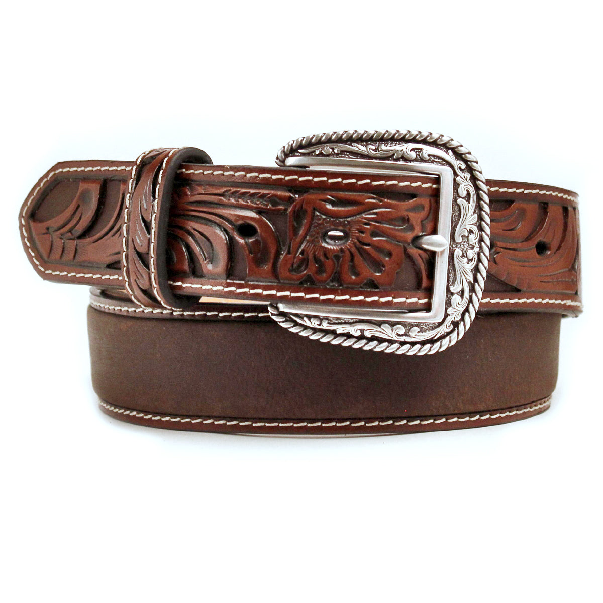 Ariat A1017008 Western Tooled Dark Brown Belt