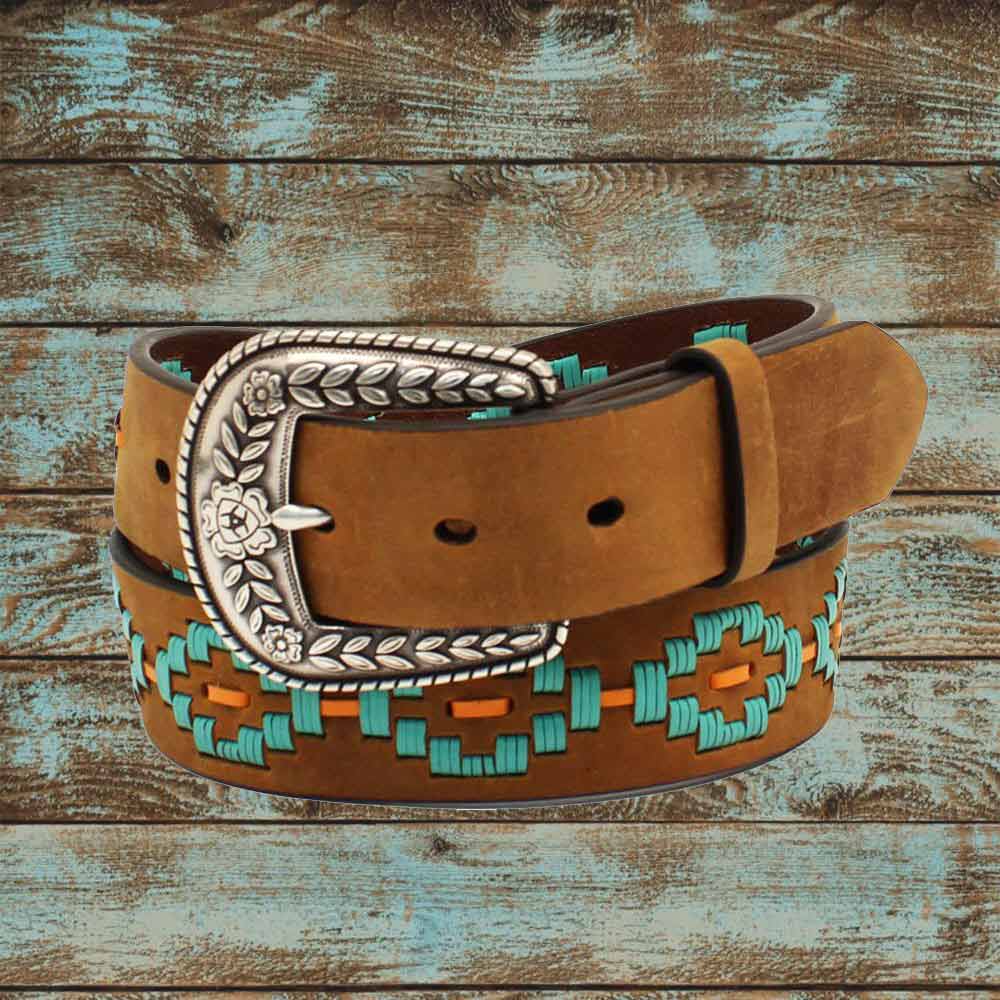 Ariat A1533244 Southwestern Aztec Lacing Brown Western Belt lifestyle