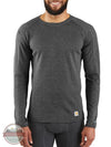 Carhartt MBL131 Base Force® Heavyweight Poly-Wool Crew Neck Thermal Shirt Black Heather Front View