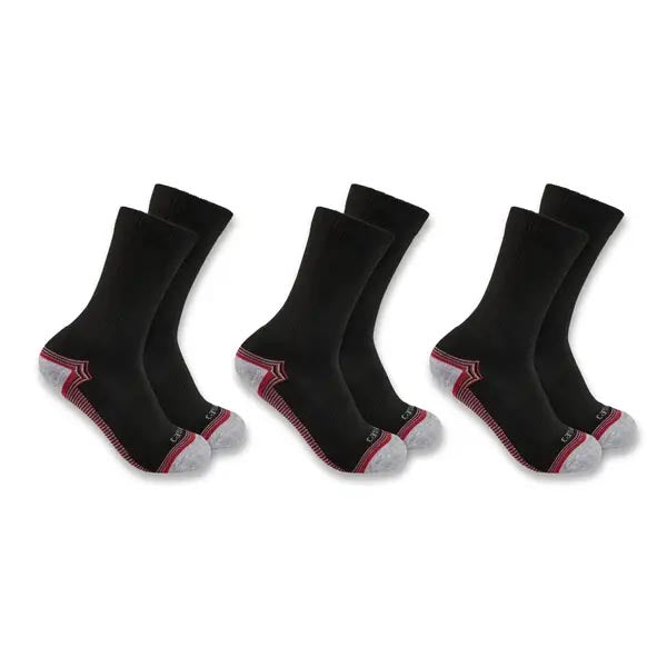 Carhartt SC6423W BLK Force® Midweight Crew Socks 3-Pack Detail View