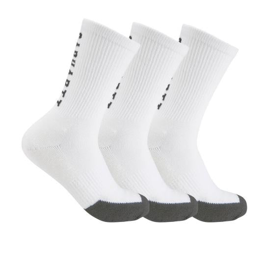 Carhartt SS9933M WHT Force® Midweight Logo Crew Socks 3-Pack in White Detail View