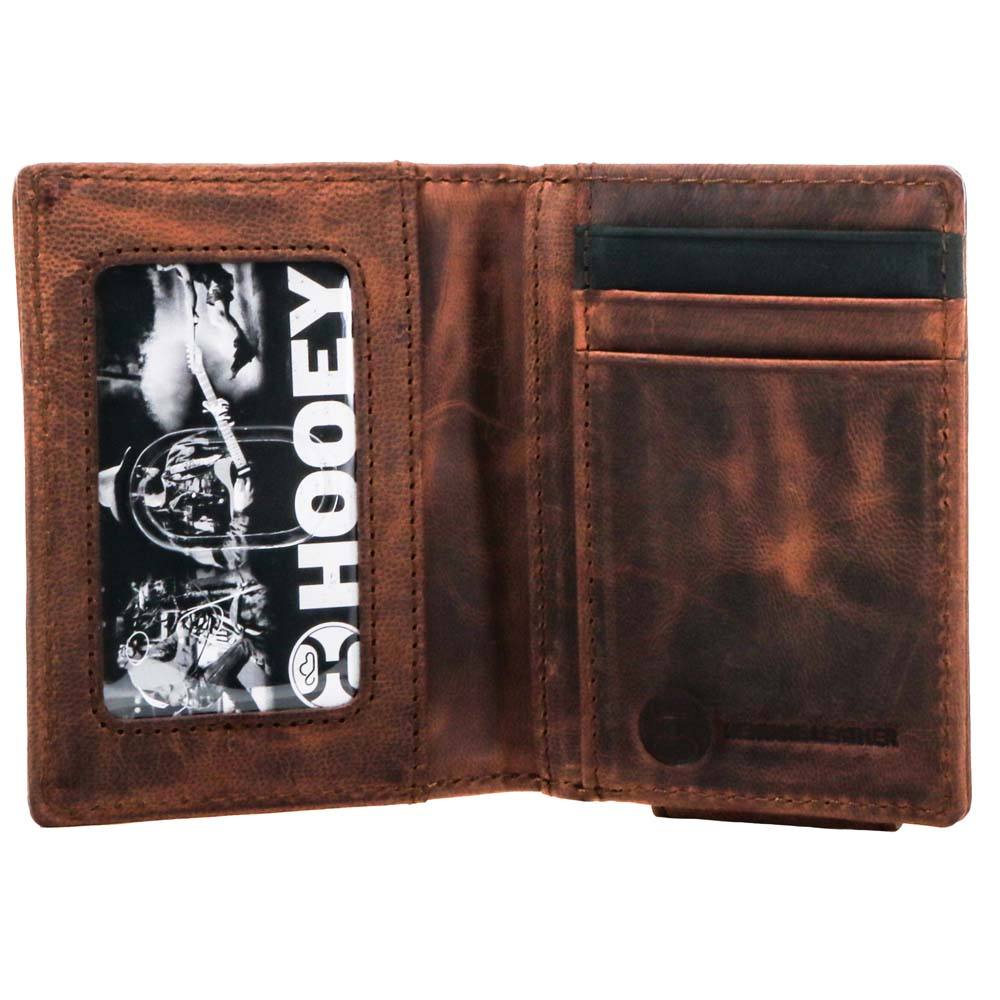 Hooey HFBF005-BR Austin Bi-Fold Money Clip Aztec Embossed in Brown Inside View