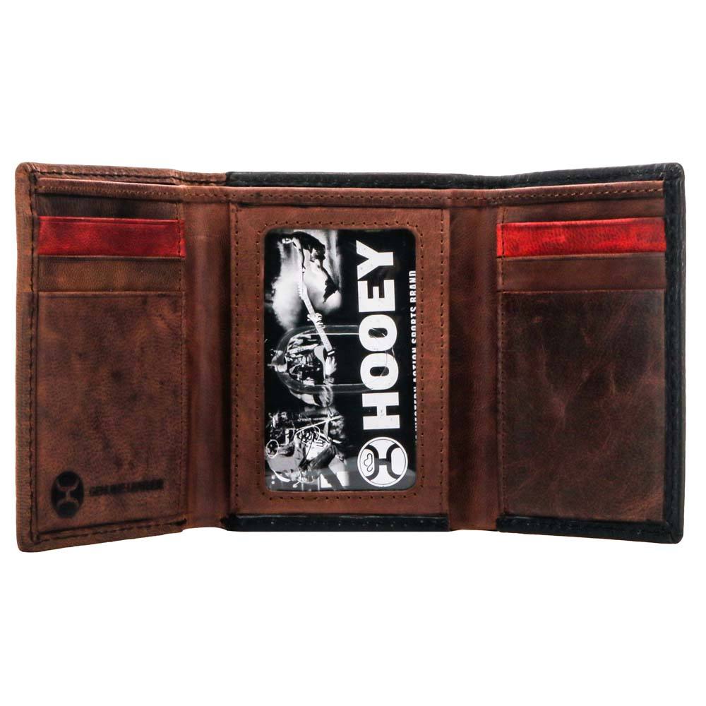 Hooey HTF012-CRRD Aztec Print Leather Tri-Fold Wallet Inside View