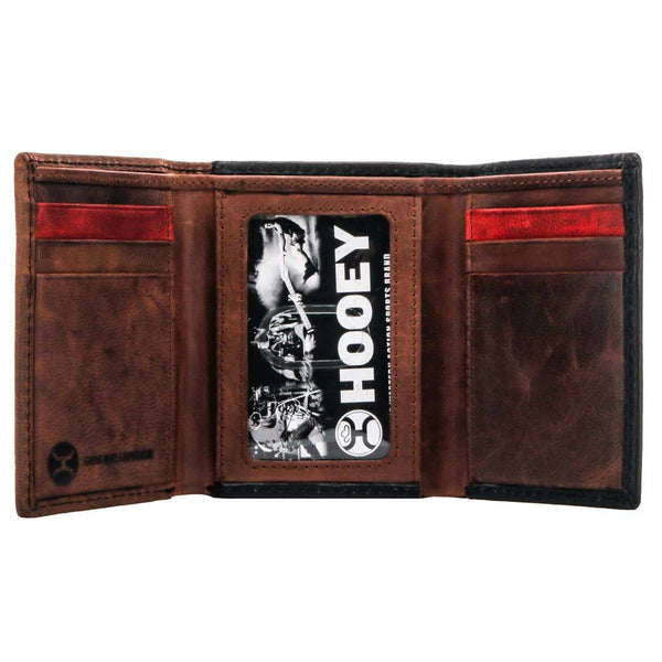 Hooey HTF012-CRRD Aztec Print Leather Tri-Fold Wallet Inside View