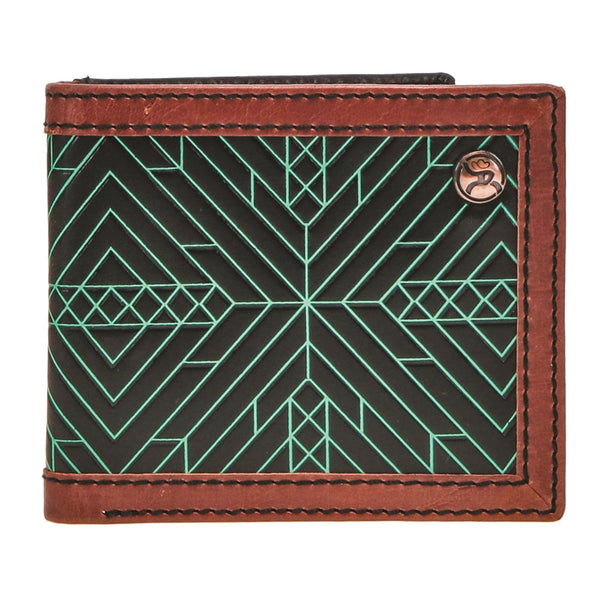 Hooey RBF002-BKBR Aztec Pattern Embossed Bi-Fold Wallet