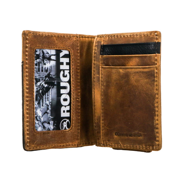 Hooey RFW004-BKBR Diamond Cutout Bi-Fold Money Clip with Hair on Leather Inside View
