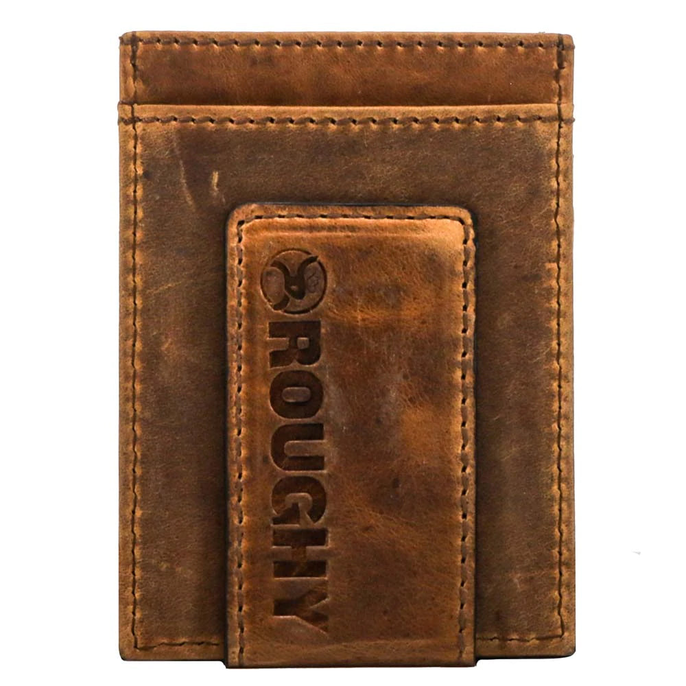 Hooey RMC005-TNBK Roughy Crazy Horse Money Clip With Leather Accent Pocket Clip View