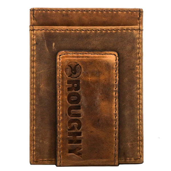 Hooey RMC005-TNBK Roughy Crazy Horse Money Clip With Leather Accent Pocket Clip View