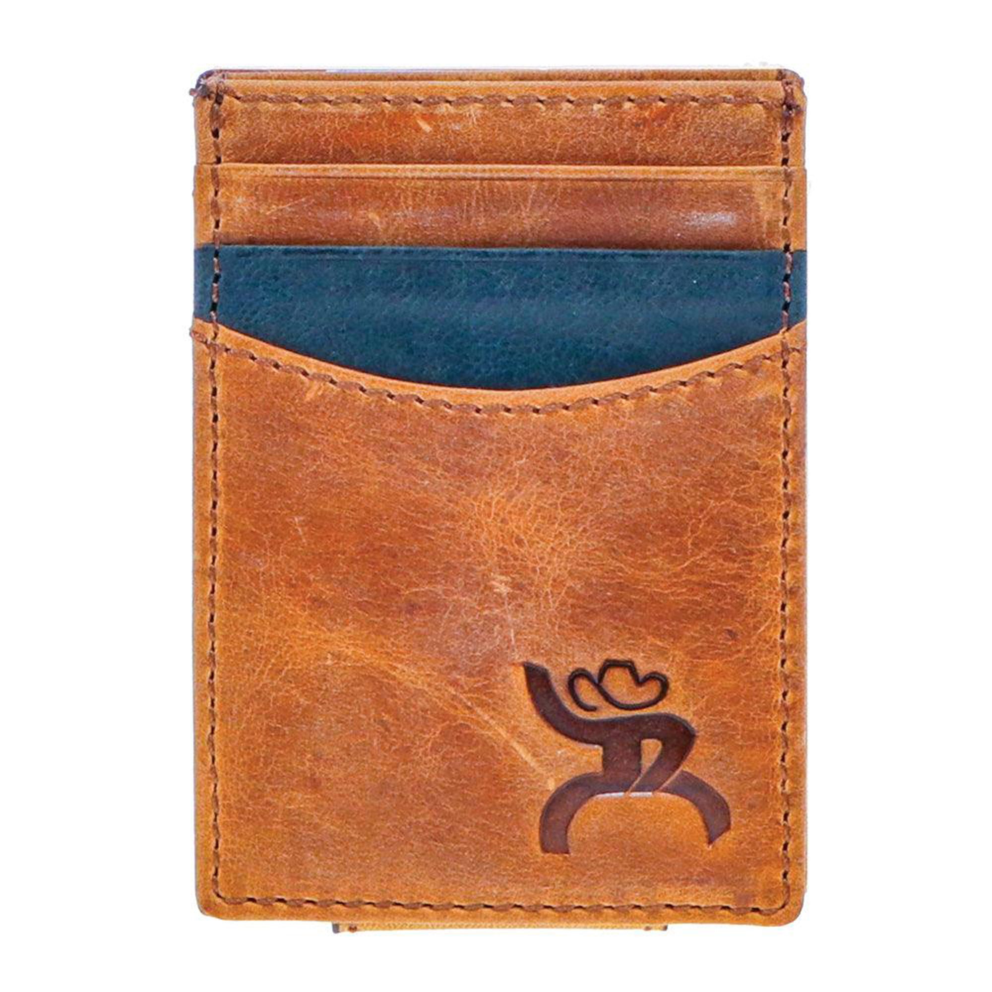 Hooey RMC005-TNBK Roughy Crazy Horse Money Clip With Leather Accent Pocket