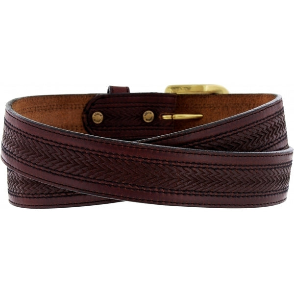 Leegin 29707 Men's Oil Tan Embossed w/Stitch Brown Belt