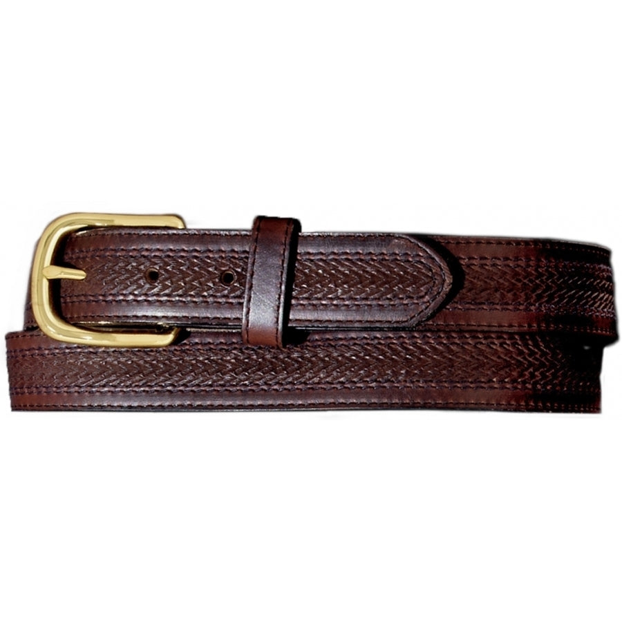 Leegin 29707 Men's Oil Tan Embossed w/Stitch Brown Belt
