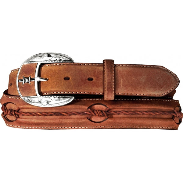 Justin C10817 Men's Fenced In Dark Brown Barbed Wire Belt