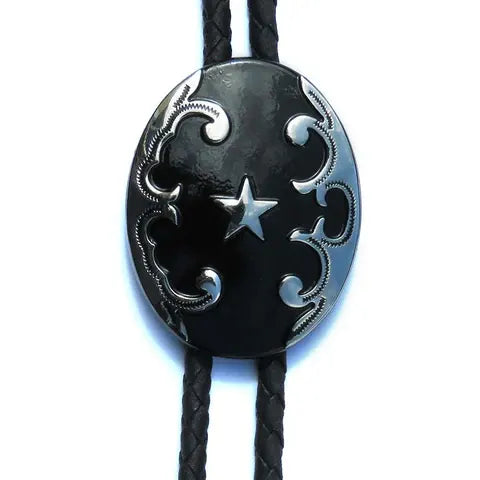M & F 22744 Black and Silver Star Bolo close up