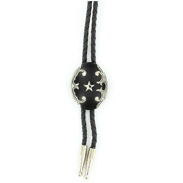 M & F 22744 Black and Silver Star Bolo tips