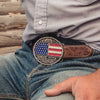 Montana Silversmiths A867 Since 1776 Oval Trimmed American Flag Attitude Belt Buckle model