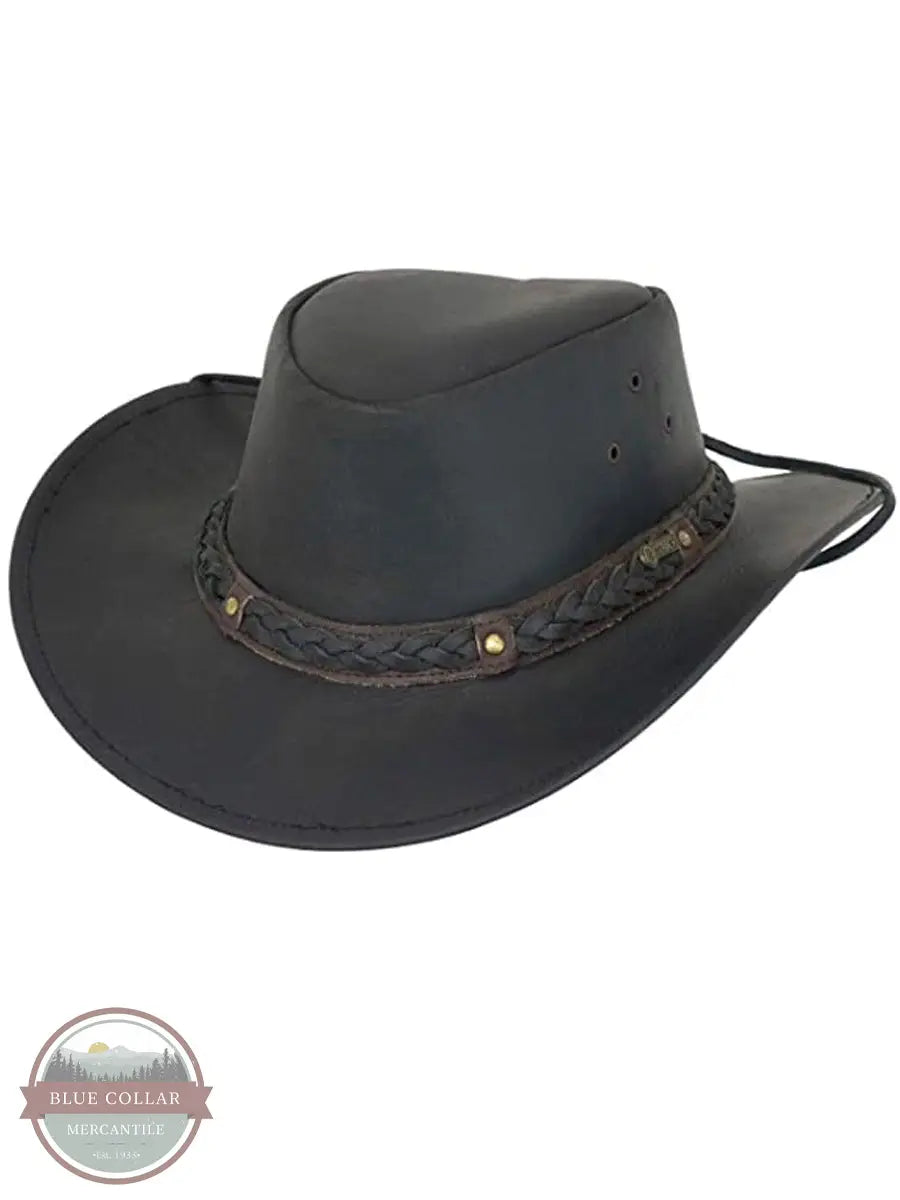 Outback Trading Co. 1367 BLK Wagga Wagga Leather Hat, Black main view
