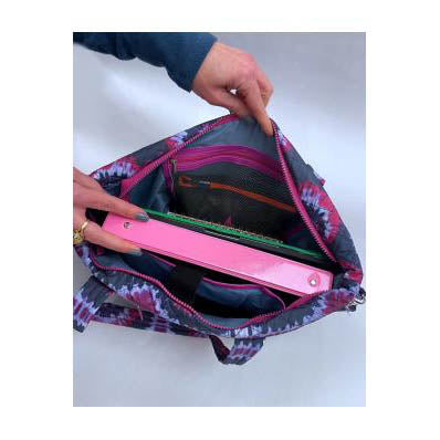 Puppie Love SPLA224 Striped Tie Dye Quilted Tote Bag Inside with Books View