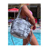 Puppie Love SPLA224 Striped Tie Dye Quilted Tote Bag Carrying on Shoulder View