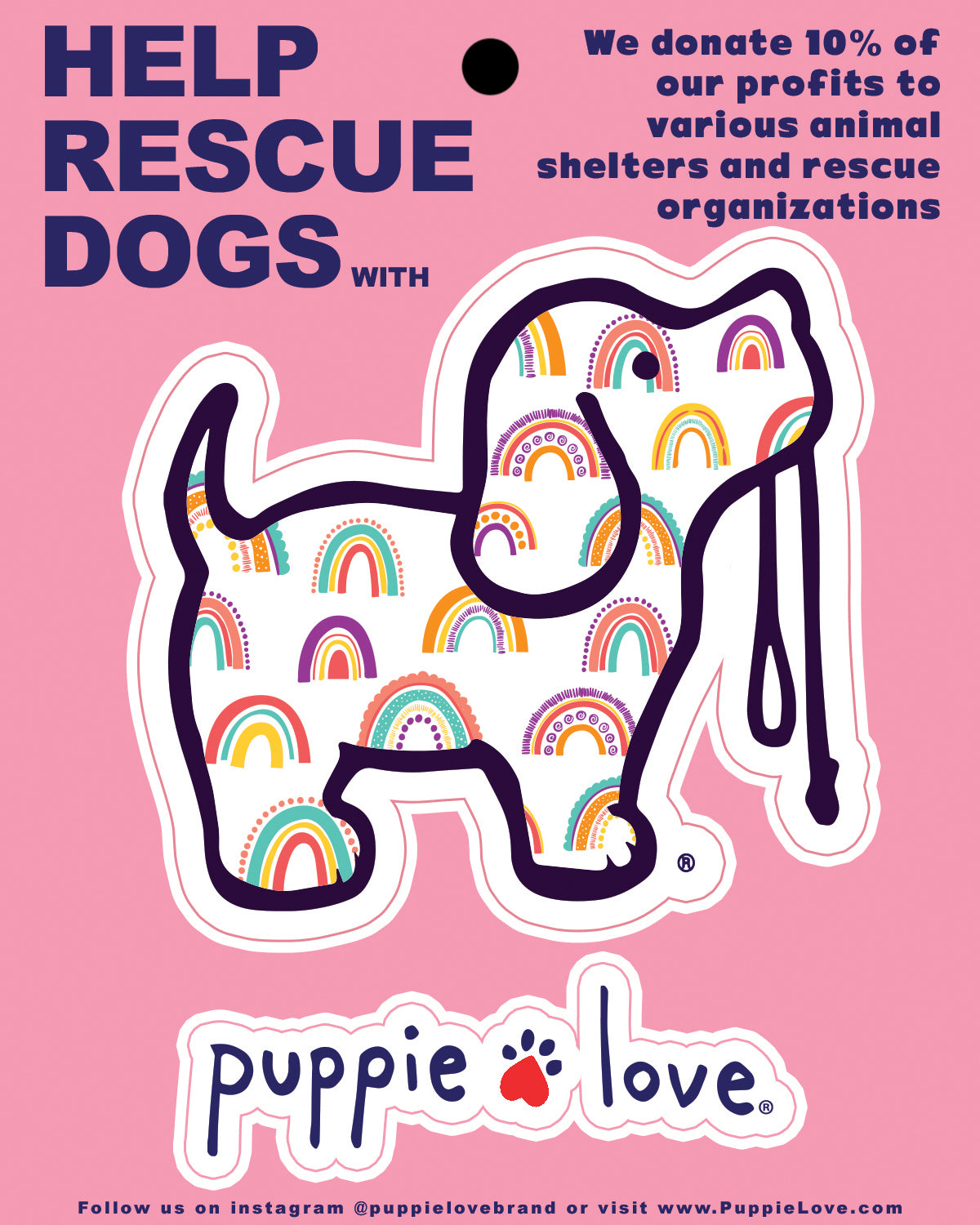 Puppie Love SPLD010 Rainbow Pup Decal