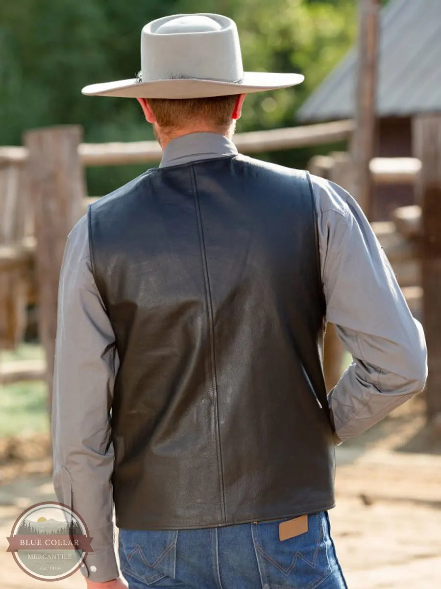 Wyoming Traders Drover Concealed Carry Leather Vest back