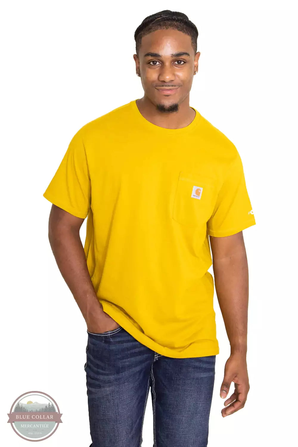 Carhartt 104616 Force® Relaxed Fit Midweight Short-Sleeve Pocket T-Shirt Golden Haze Front View