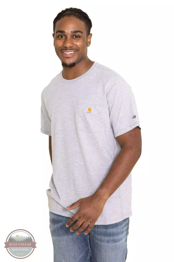 Carhartt 104616 Force® Relaxed Fit Midweight Short-Sleeve Pocket T-Shirt Heather Gray Front View